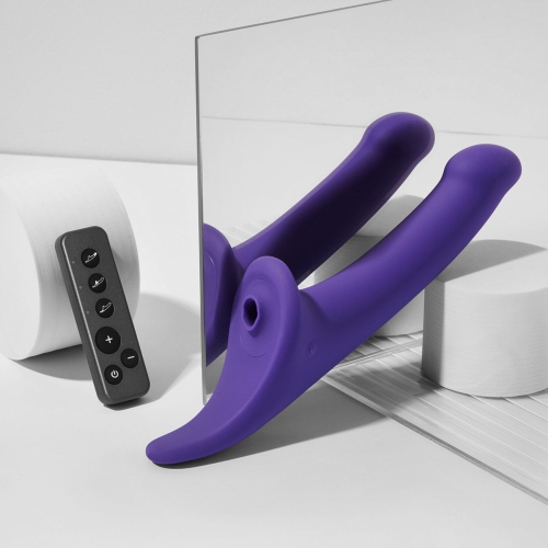 Вибронасадка для страпона с вакуумной стимуляцией фиолетовая Strap-On-Me Multi Orgasm Dildo размер M - 2