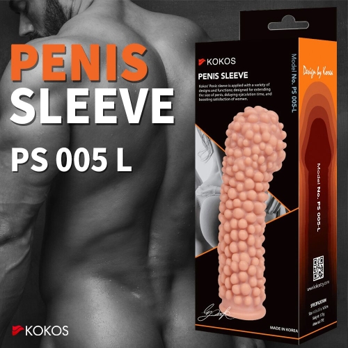 Насадка на член із пухирцями тілесного кольору Kokos Penis Sleeve PS 005 розмір L - 4