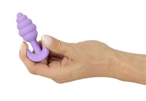 Анальна пробка ребриста фіолетового кольору Soft Silicone Mini Butt Plug - 7