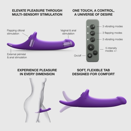 Вибронасадка для страпона с вакуумной стимуляцией фиолетовая Strap-On-Me Multi Orgasm Dildo размер L - 3