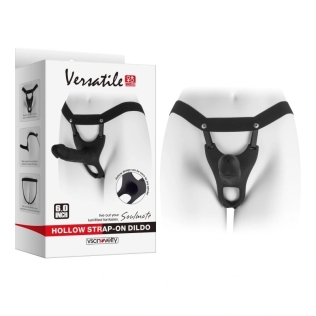 Страпон мужской полый реалистичный силиконовый черного цвета Vscnovelty Soulmate Unisex 