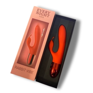 Вибратор кролик с отростком для стимуляции клитора красный Every Night Toys Odeco