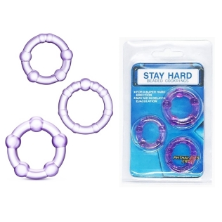Набор эрекционных колец на член фиолетового цвета SKN Stay hard 3 штуки
