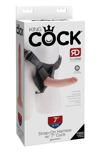 Ремінний страпон реалістичний з кільцевим кріпленням бежевий Pipedream King Cock Strap-On - 7