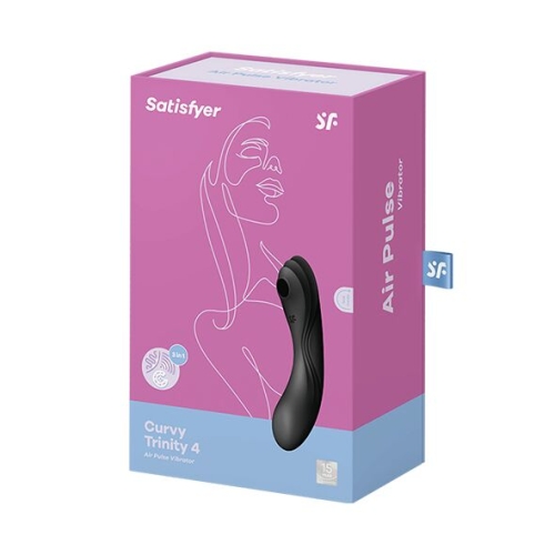 Вакуумний вібратор для клітора силіконовий чорний Satisfyer Curvy Trinity 4 - 5