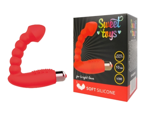 Анальний вібратор зі стимуляцією клітора SWEET TOYS Червоний L 10 см D 19x30 см - 1