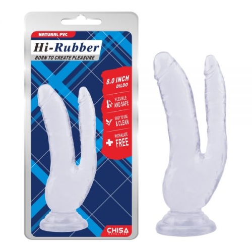 Фаллоимитатор двойной на присоске прозрачного цвета Chisa Dildo - 1