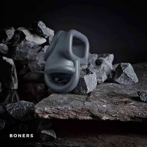 Эрекционное кольцо на член с разделением для мошонки серое Boners - 5