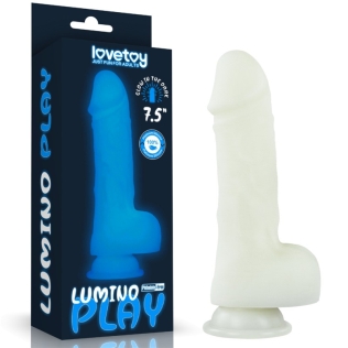 Фаллоимитатор светящийся реалистичный на присоске белого цвета Lovetoy Lumino Play длина 193 мм