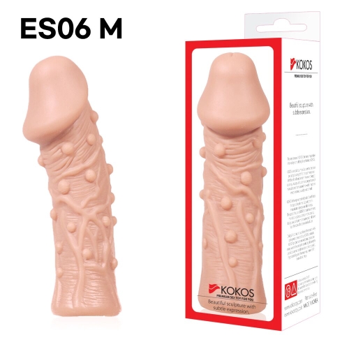 Насадка на член із пухирцями тілесного кольору Kokos Extreme Sleeve ES.06 розмір M - 4