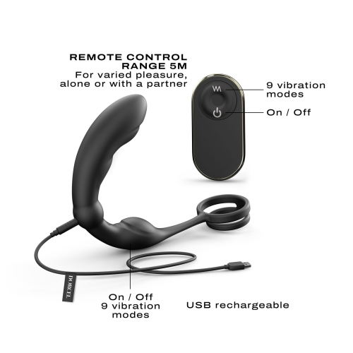 Вібромасажер простати з ерекційним кільцем чорного кольору Dorcel P RING - 3