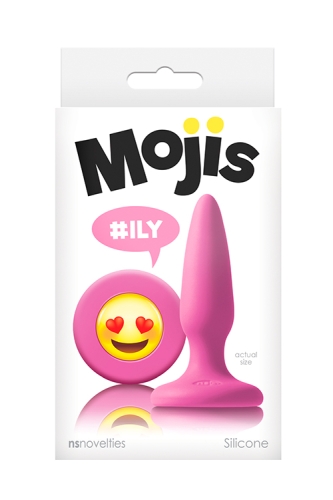 Анальная силиконовая пробка розового цвета с заглушкой смайликом NS Novelties Mojis ily - 2