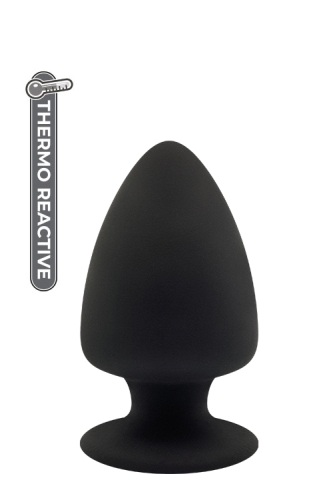 Термоактивная анальная пробка на присоске чёрная PREMIUM SILICONE PLUG M - 1