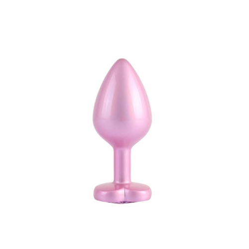 Анальна пробка із кристалом у формі серця рожева Chisa Heart Butt Plug розмір Medium - 2