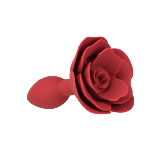 Силиконовая анальная пробка с розой красная Lux Active  Red Rose Silicone Anal Plug