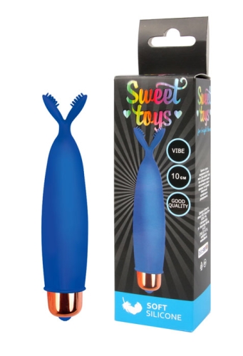 Вібропуля-насадка на палець для клітора силіконова SWEET TOYS L 10 см d 2,7 см синя - 4