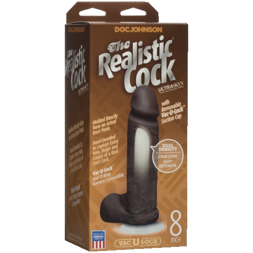 Фаллоимитатор 18,5 см/5 см реалистичный с яичками Doc Johnson The Realistic Cock 8 inch Black - ULTRASKYN L Vack-U-Lock - 3