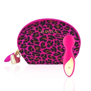 Мини-вибромассажер Ванд розовый для стимуляции интимных мест RIANNE S Lovely Leopard Mini Wand