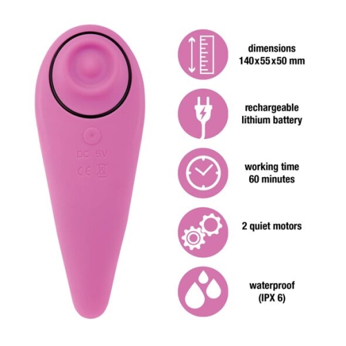 Вакуумный стимулятор для клитора и вагинальный вибратор 2 в 1 розовый FeelzToys FemmeGasm - 3