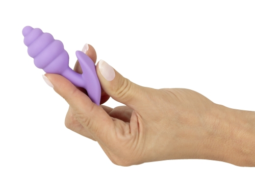 Анальна пробка ребриста фіолетового кольору Soft Silicone Mini Butt Plug - 8