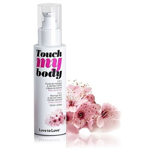 Масажна олія-лубрикант силіконова з ароматом квітучої вишні Love To Love TOUCH MY BODY 100 мл - 1