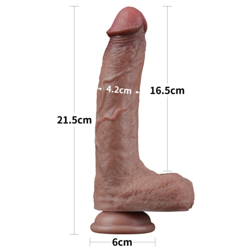 Фалоімітатор з венами на присосці Dual Layered Silicone Cock 8.5 коричневий - 2
