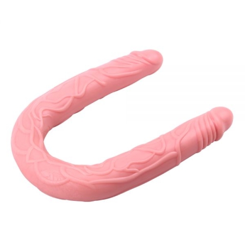Двойной розовый фаллос Jelly Flexible Double Dong - 2
