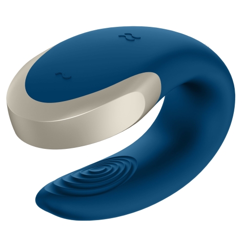 Смарт-вибратор 7,5/3 см для пар Satisfyer Double Love (Blue) с пультом Сатисфаер - 5