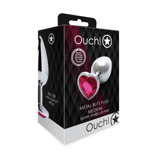 Металевий анальний затор з рожевим каменем Heart Gem розмір M Ouch! - 7 Металевий анальний затор з рожевим каменем Heart Gem розмір M Ouch! - 7