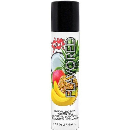 Оральная смазка со вкусом Тропических фруктов Wet Flavored 30 мл - 1