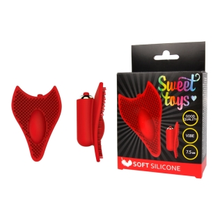 Вібратор силіконовий для клітора з шипиками SWEET TOYS Червоний L 7,5 см ширина 5,6 см зі знімною вібропулею