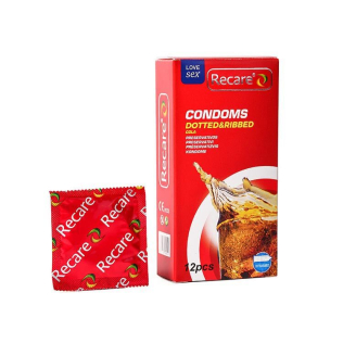 Презервативы с пупырышками и ребрами аромат Кола Recare Cola Dotted&amp;amp;Ribbed Condoms 12 штук