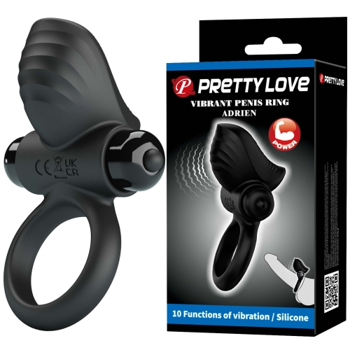 Ерекційне віброкільце на член чорне LYBAILE Pretty Love ADRIEN Vibrant penis ring - 1