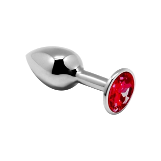 Анальна металева пробка з червоним кристалом m розмір Alive Mini Butt Plug