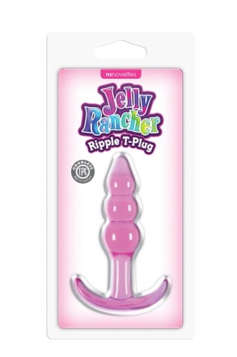 Анальный плаг с ручкой якорем розовый JELLY RANCHER T-PLUG RIPPLE - 2