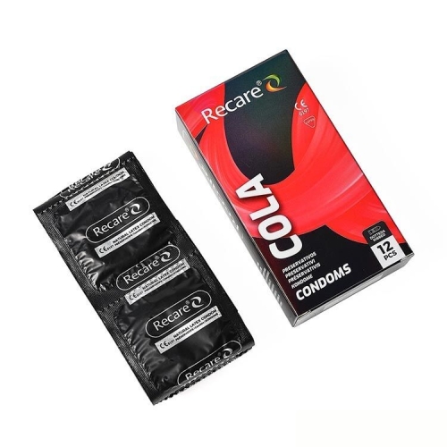 Презервативы с пупырышками и ребрами аромат Кола Recare Cola Dotted&amp;amp;Ribbed Condoms Holographic 12 штук - 2