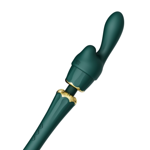 Вибромассажер Ванд в форме микрофона с насадками зеленого цвета Zalo Kyro Wand Turquoise - 5