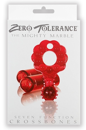 Эррекционное виброкольцо на член с двумя вибропулями красное Zero Tolerance The Mighty Marble - 2