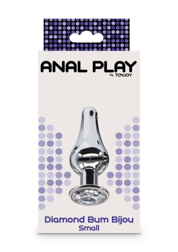 Анальная пробка металлическая с камушком серебристого цвета Toy Joy Diamond Bum Bijou размер Small - 5