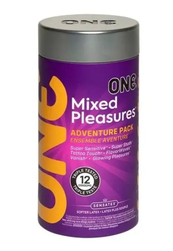 Упаковка презервативов 6 видов из натурального латекса One Mixed Pleasures 12 штук - 1 Упаковка презервативов 6 видов из натурального латекса One Mixed Pleasures 12 штук - 1