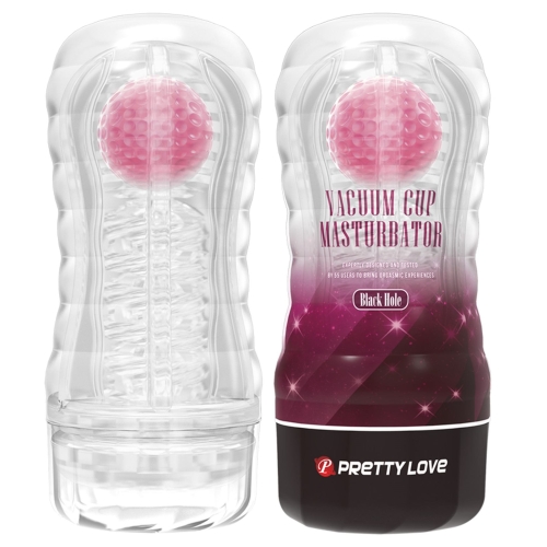 Мастурбатор для чоловіків прозорого кольору з рожевим яйцем Lybaile Pretty Love Black Holе - 1