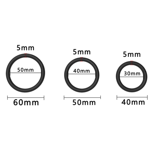 Эрекционные кольца на член черного цвета Erospace Men’s Play Set Of 3 Cock Rings модель B7 3 штуки - 5