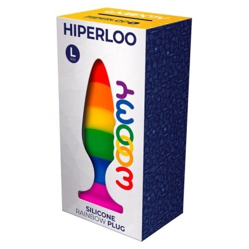 Анальна пробка райдужного кольору Wooomy Hiperloo Silicone Rainbow Plug розмір L - 3