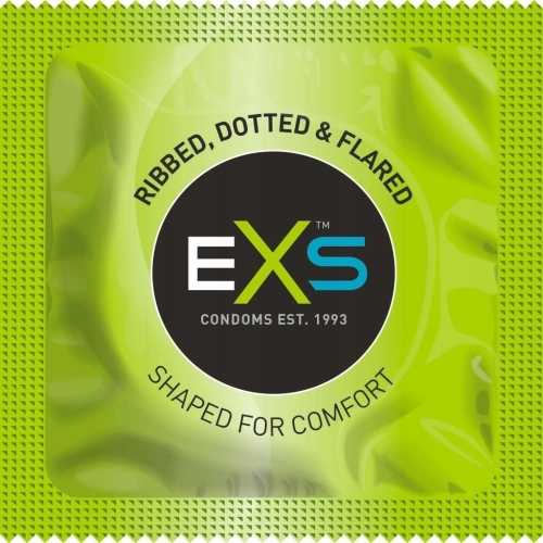 Презервативы зеленые ребристые с пузырьками EXS Ribbed Dotted 5 штук - 1