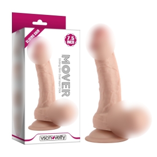 Фаллоимитатор с мошонкой реалистичный на присоске телесного цвета Vscnovelty Sliding skin dual layer dick