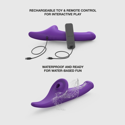 Вибронасадка для страпона с вакуумной стимуляцией фиолетовая Strap-On-Me Multi Orgasm Dildo размер S - 4