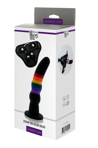 Страпон женский радужный COLOURFUL LOVE STRAP ON SOLID DILDO - 2