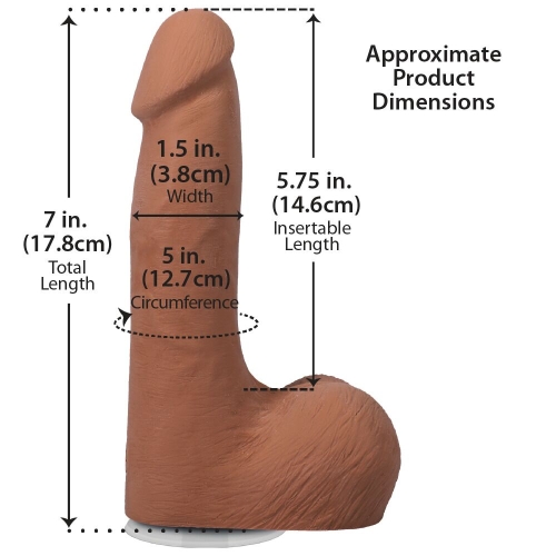 Фалоімітатор реалістичний на знімній присосці бежевий Doc Johnson The Realistic Cock ULTRASKYN - 7 Inch with Balls Caramel - 5