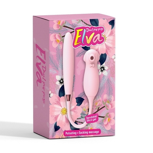 Двойной вибратор с вакуумной стимуляцией клитора розового цвета Boss series Elva Dual Purpose - 5