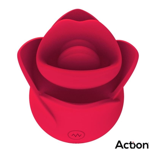 Клиторальный вибратора в форме розы с язычком красного цвета Action Meryl Vibe Stimulator Rose Shaped Tongue 2 Motors - 3